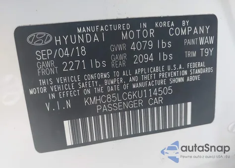 2019 Hyundai Ioniq Hybrid Limited из США, поврежденный, VIN KMHC85LC6KU114505